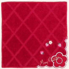 マリークワント　ミニ　タオルハンカチ（20cm）イチゴ刺繍　【MARY QUANT】
