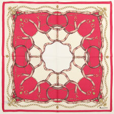 アクアスキュータム　大判　綿シルクハンカチ（58cm）ベルト柄＆メタルモチーフ