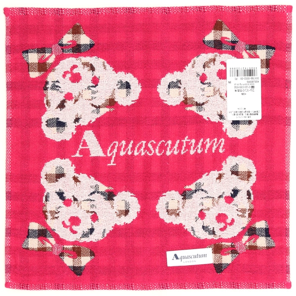 アクアスキュータム 三重ガーゼハンカチ くまモチーフ 【Aquascutum