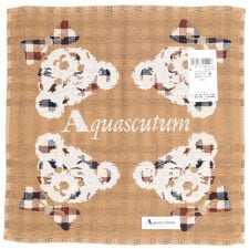 アクアスキュータム　三重ガーゼハンカチ　くまモチーフ　【Aquascutum】