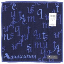 アクアスキュータム　三重ガーゼハンカチ　カリグラフィー　【Aquascutum】