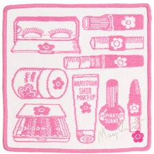 マリークワント　綿モール糸使用　タオルハンカチ　コスメモチーフ　【MARY QUANT】