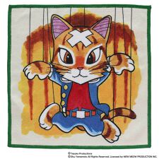 キャットアート　スマホ・メガネ拭き　ハンカチ　三つ目猫がとおる　【CAT ART】