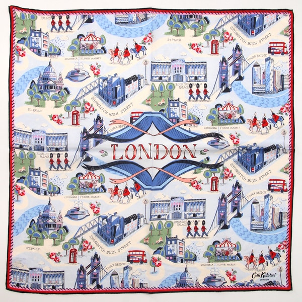 キャス キッドソン 大判 綿シルクハンカチ（58cm）LONDON TOWN