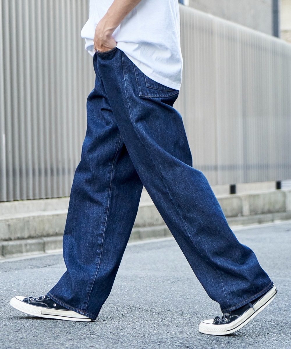 セットアップ対応】12.5oz ワイドテーパードデニムパンツ | アド