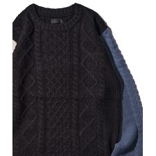 アドポーション(ADPOSION)のケーブル編みクルーネックニット