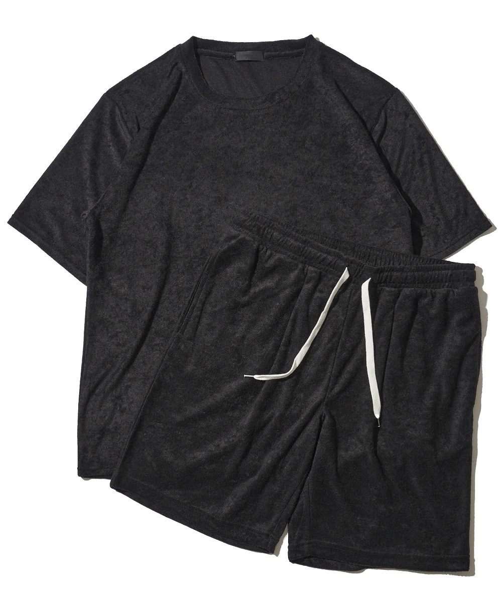 上下2点セット】ソフトパイル ルームウェア 半袖Tシャツ&ハーフパンツ