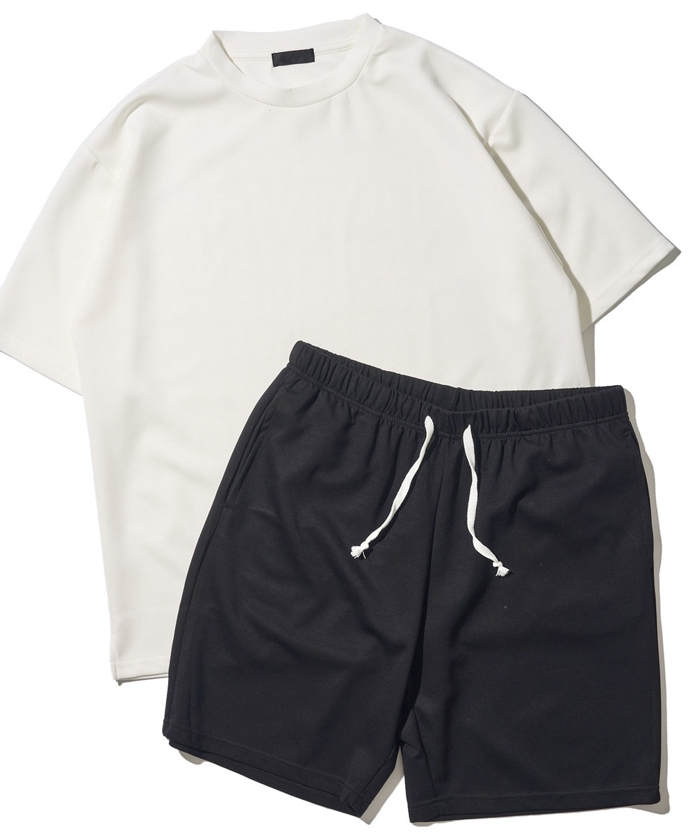 【上下2点セット】冷感ポンチ 半袖Tシャツ&ハーフパンツ ルームウェア