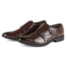 滑りにくい　ダブルモンクストラップ　ビジネスシューズ