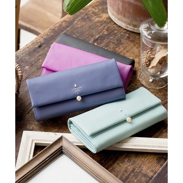 シャペル パール付きフラップ長財布 LANVIN en Bleu / ランバン