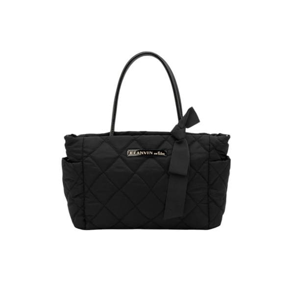 美品　LANVIN en Bleu ランバン★かごバッグ　トートバッグ　ブラック LANVIN en Bleu ランバン かごバッグ トートバッグ ロープ刺繍