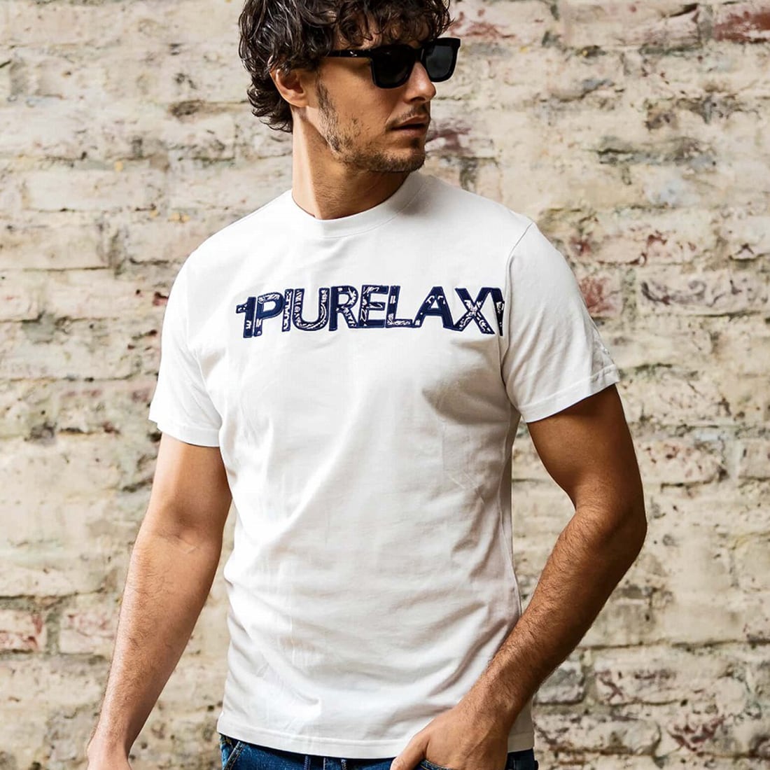 1PIU1UGUALE3 RELAX シルケットキーネック半袖Tシャツ【山口祥行