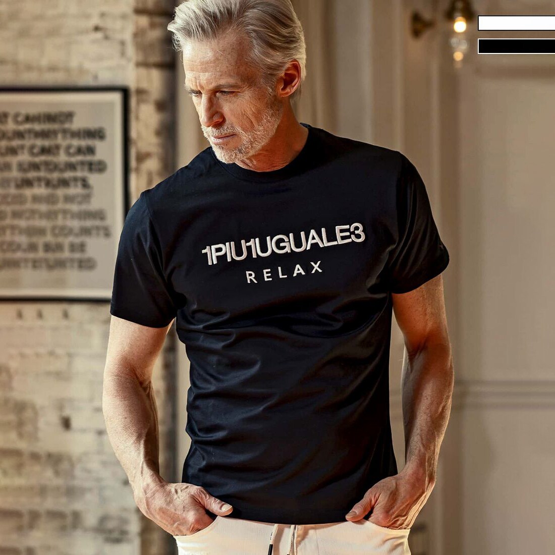 国内配送★1PIU1UGUALE3 RELAX★パッチデザイン ロゴ半袖Tシャツ セール】【当店独占販売】 1PIU1UGUALE3 RELAX 刺繍ロゴ 半袖T
