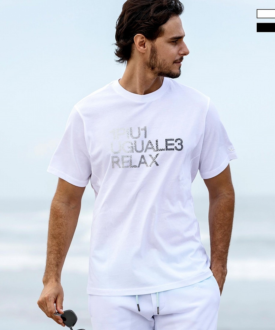 1PIU1UGUALE3 RELAX ラインストーンロゴ半袖Tシャツ | ウノピゥ