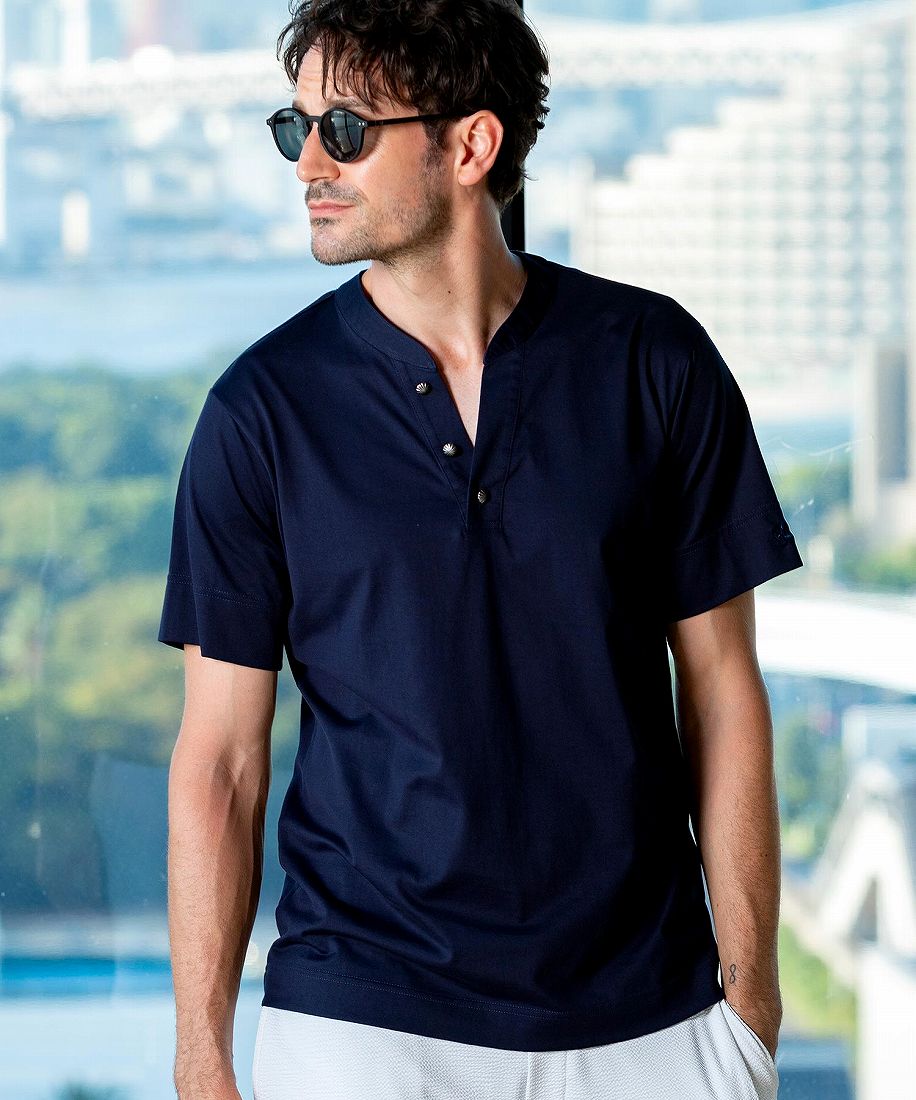1PIU1UGUALE3 RELAX シルケットキーネック半袖Tシャツ【山口祥行