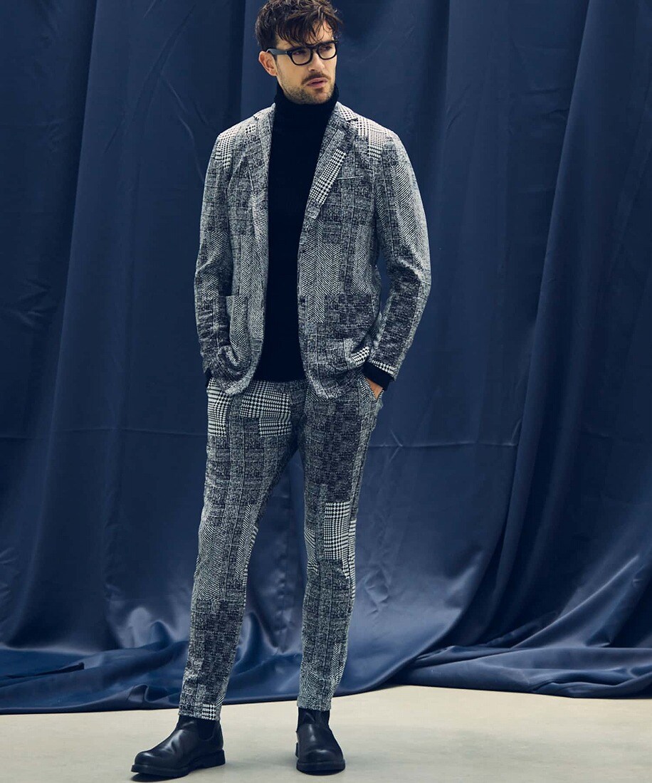 【新品未使用】ウノピゥウノ ウグァーレトレ ハウンドトゥースジャガードスラックス 1PIU1UGUALE3 RELAX(ウノピゥウノウグァーレトレ リラックス