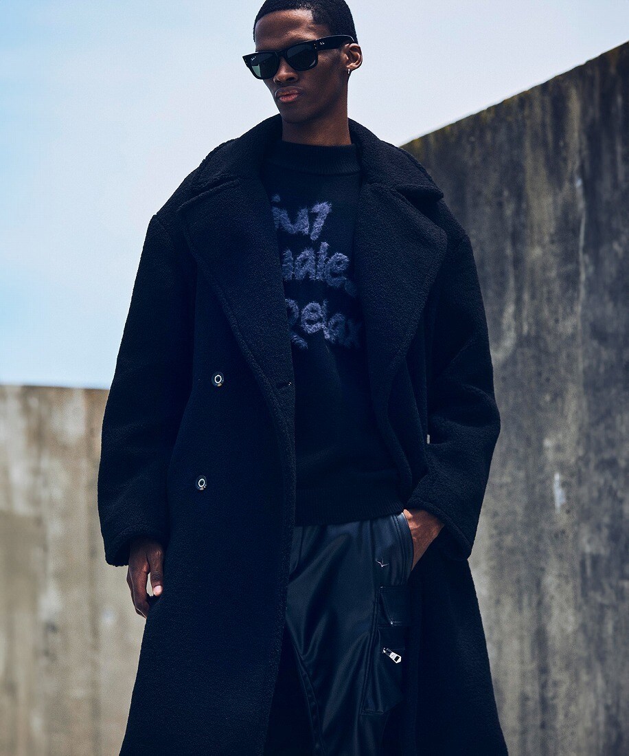 24AW◆1PIU1UGUALE3 RELAX◆ダブルブレストボアロングコート 国内発送【1PIU1UGUALE3 RELAX】ダブルブレストボアロングコート