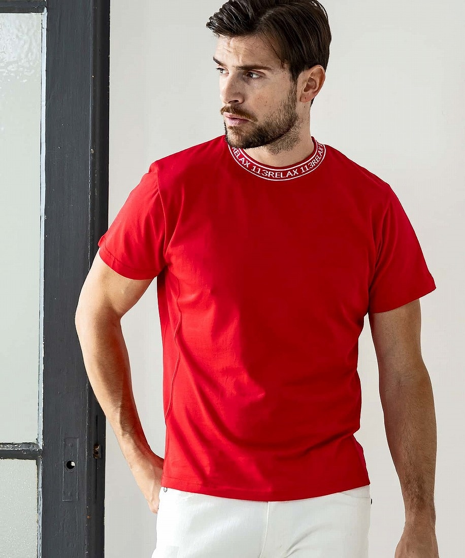 人気のブランド■1PIU1UGUALE3 RELAX■ネック ロゴ 半袖 Tシャツ 国内配送☆1PIU1UGUALE3 RELAX☆ネックロゴTシャツ 在庫少