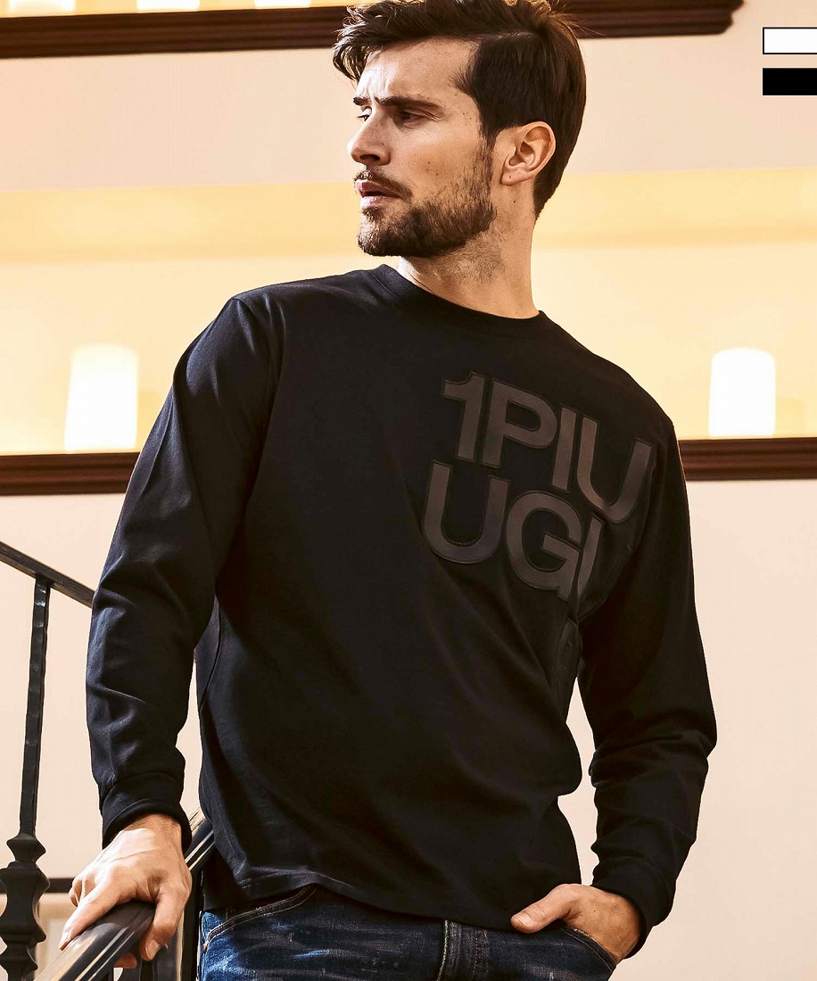 1PIU1UGUALE3 RELAX フェイクレザーロゴロングTシャツ | ウノ