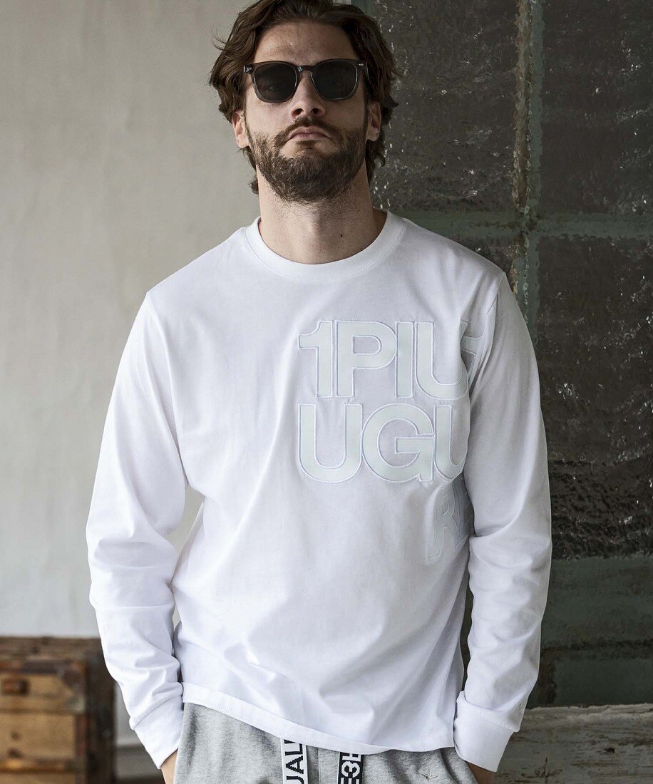 新品　1piu1uguale3 sport ロンT 1PIU1UGUALE3 RELAX ラインストーンロゴロングTシャツ | ウノ
