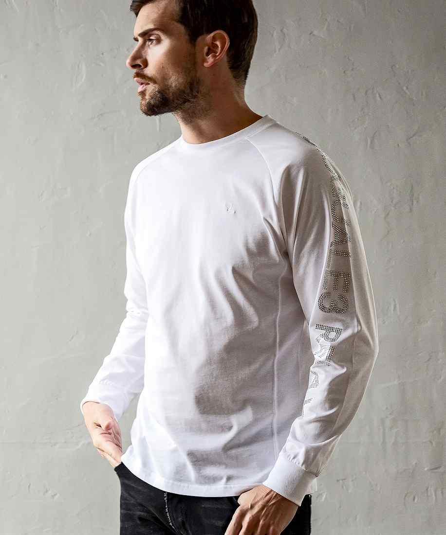 1PIU1UGUALE3 RELAX ラインストーンロゴロングTシャツ | ウノ