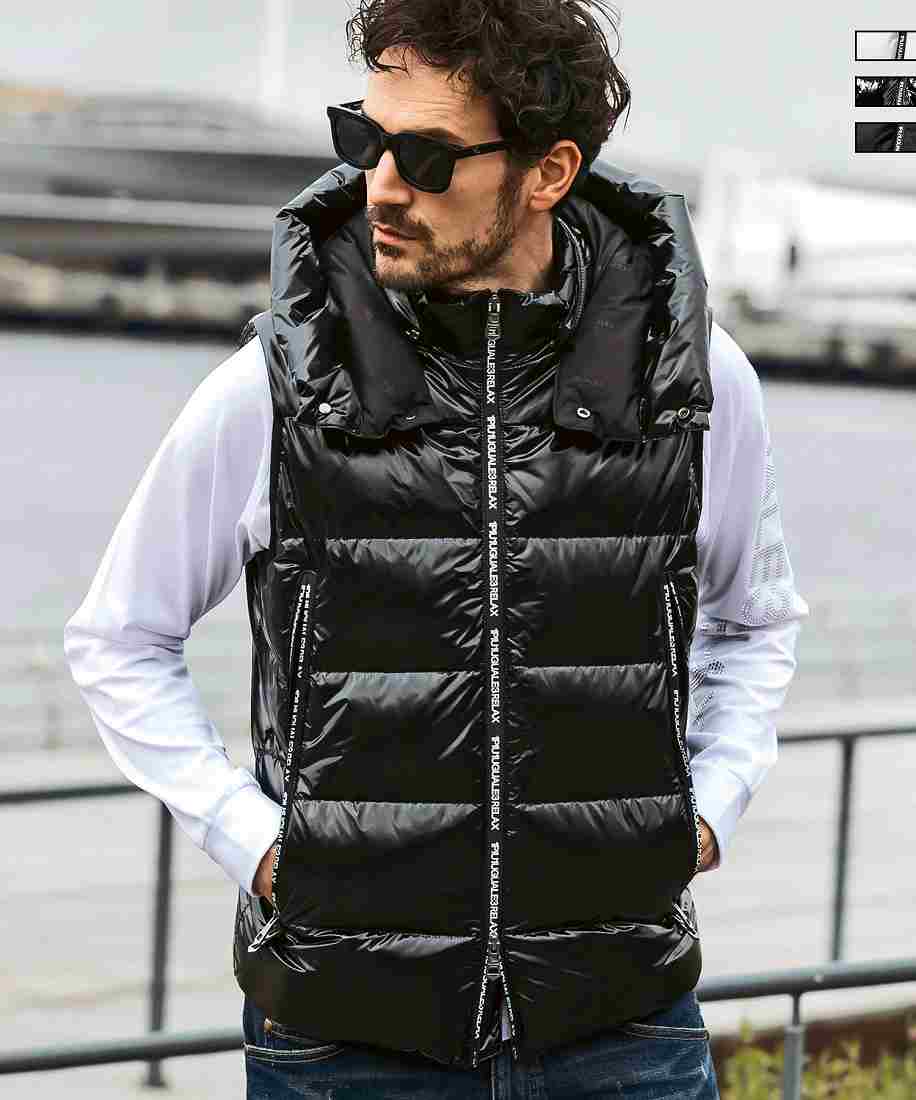 1PIU1UGUALE3 RELAX ジップロゴダウンベスト | ウノピゥウノウグァー