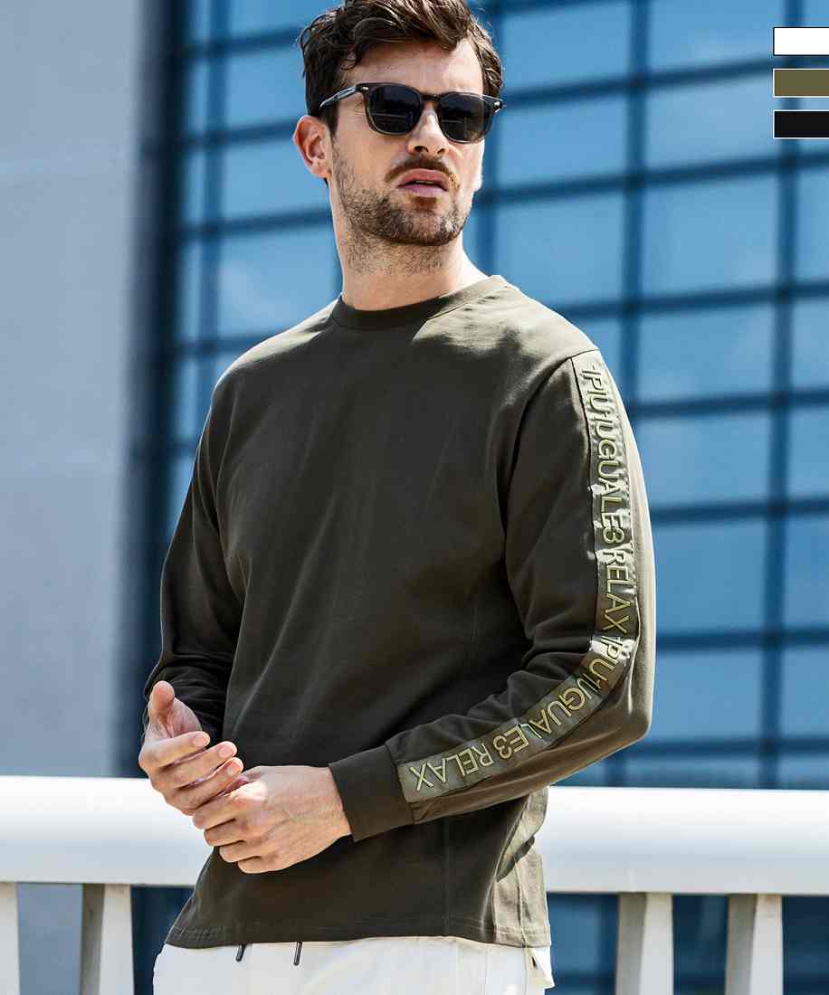 【1PIU1UGUALE3 RELAX】テープロゴロングTシャツ SHIFFON｜1PIU1UGUALE3 RELAX テープロゴロングTシャツ