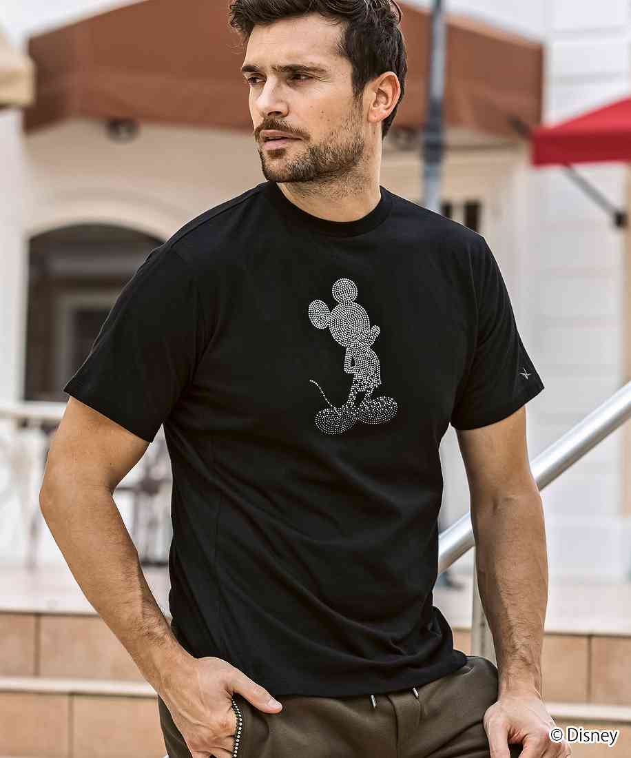 【1PIU1UGUALE3 RELAX】ミッキー ラインストーンロングTシャツ ウノ ピゥ ウノ ウグァーレ トレ リラックス 1PIU1UGUALE3 RELAX