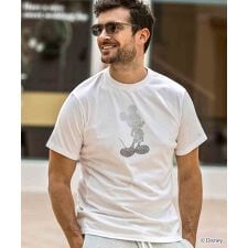 1PIU1UGUALE3 RELAX ミッキーマウス グラデーションラインストーン半袖Tシャツ