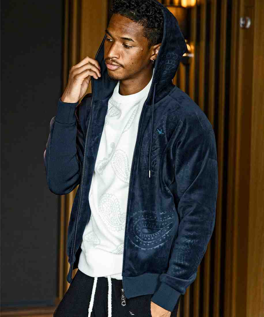 ウノピゥウノウグァーレトレ リラックス（1PIU1UGUALE3 RELAX）/1PIU1UGUALE3 RELAX ペイズリーベロアジップパーカー 1PIU1UGUALE3 RELAX ペイズリーベロアジップパーカー | ウノピゥウノウ