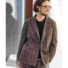 1PIU1UGUALE3 RELAX グレンチェックダブルブレストジャケット【LEON掲載】