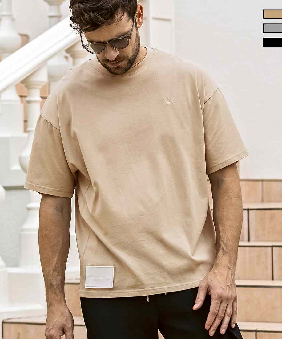 1PIU1UGUALE3 RELAX レザーパッチシルケット半袖Tシャツ | ウノ