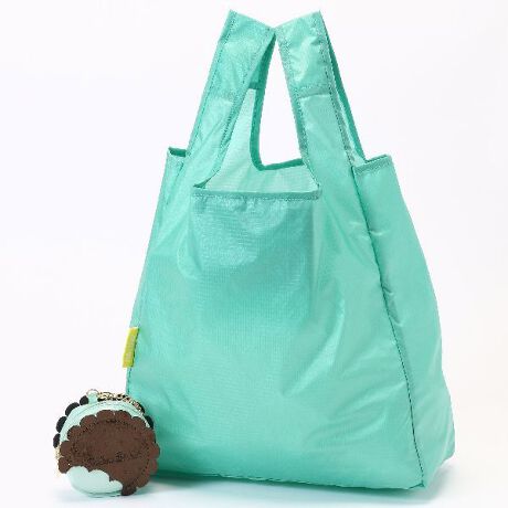 [型番:ML20010]クッキーモチーフのポーチの中にエコバッグをコンパクトにセットして持ち歩くことが出来る可愛いエコバッグです。チェーン付なのでバッグなどにも取り付けられます。　