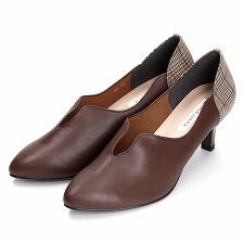 【19秋冬新作】パンプス（カラーコンビ／Vカットデザイン／6cmヒール）