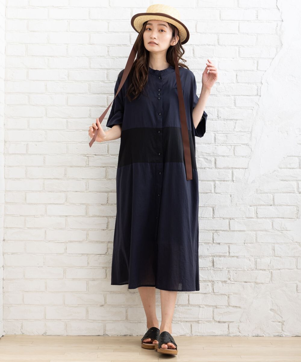 サブ ストリート（sab street）/【大きいサイズ】 9号・15号(M・3L) INDESIGN バイカラーデニムワンピース 大きいサイズ】 9号・15号(M・3L) INDESIGN バイカラーワンピース