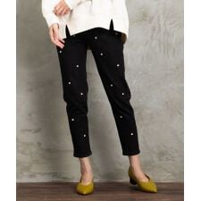 【大きいサイズ】 9号・15号・19号 FONTLAB ビジューデコレートデニム