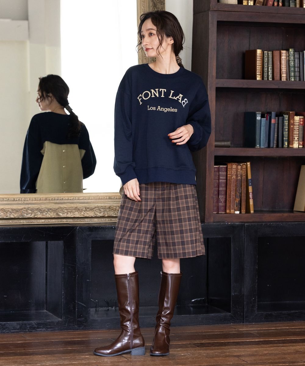 大きいサイズ】 9号・15号(M・3L) FONTLAB シャツ切り替えロゴ