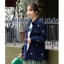 サブ ストリート(sab street)の【大きいサイズ】 9～15号 Saint Tropezフラワーエンブロイダリーコーデュロイジャケット