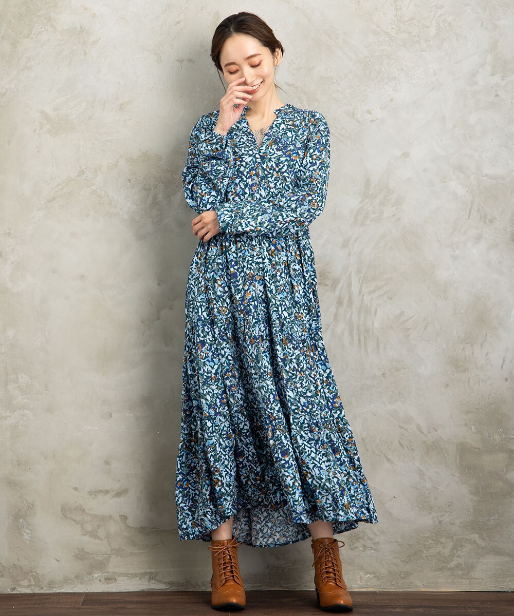 23区 ヘリンボーン ワンピース 15号 大きいサイズ シルクネップ