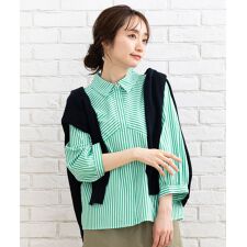 【大きいサイズ】 9号・15号(M・3L) NUMPH 切替ストライプシャツ | サブ ストリート(sab street)