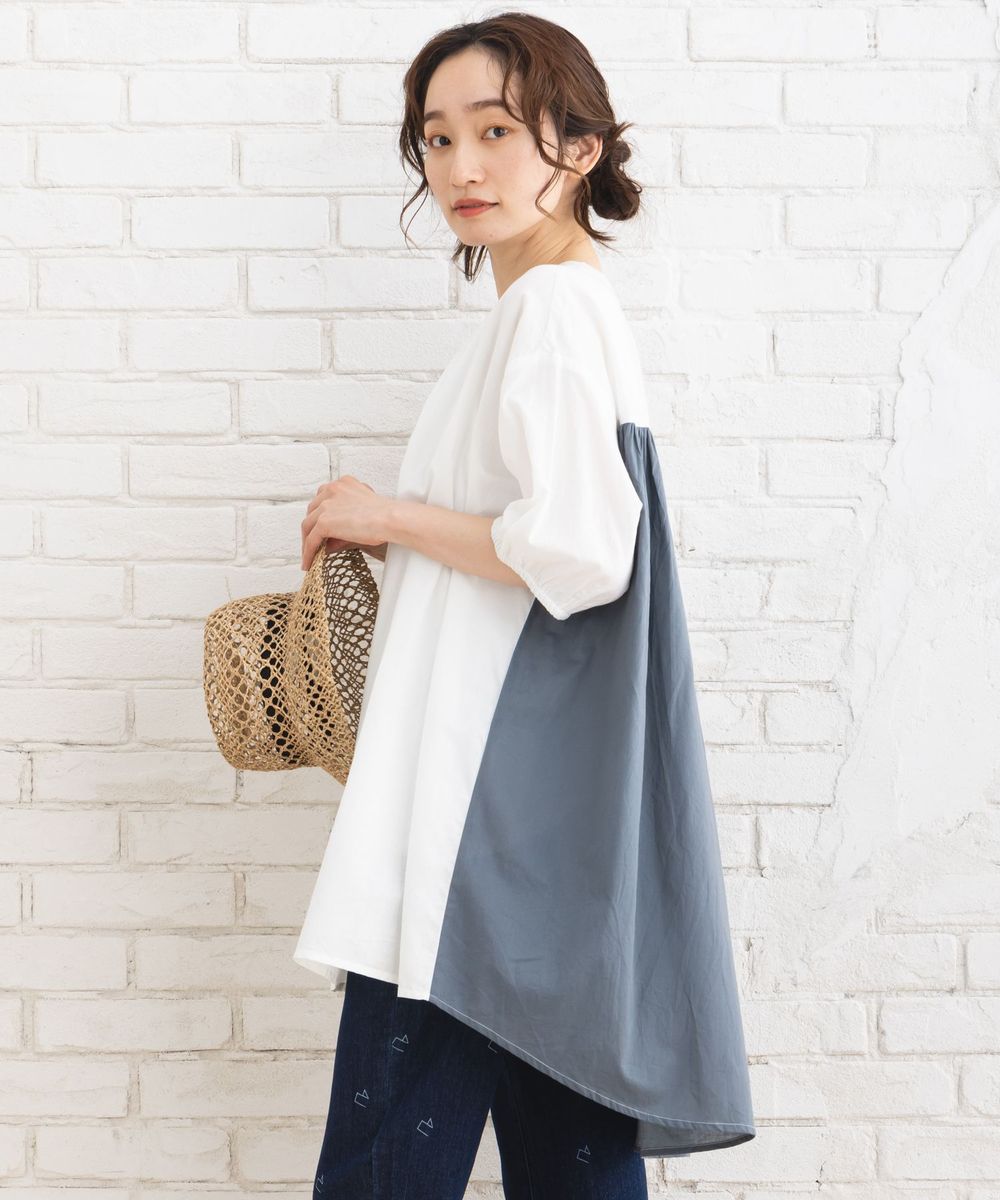 大きいサイズ】 9号・15号 INDESIGN バイカラーギャザーチュニック