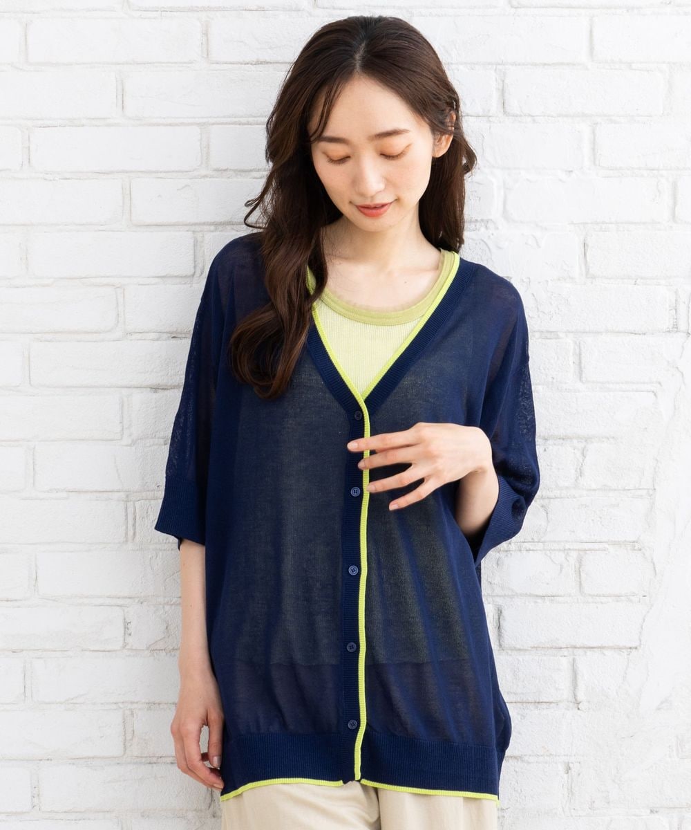 大きいサイズ】 9号・15号(M・3L) FONTLAB シアーラインVカーディガン