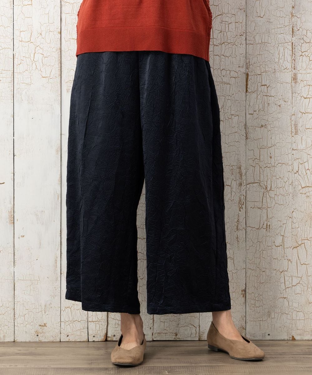 大きいサイズ】 15号(3L) FONTLAB サテンワッシャーワイドパンツ