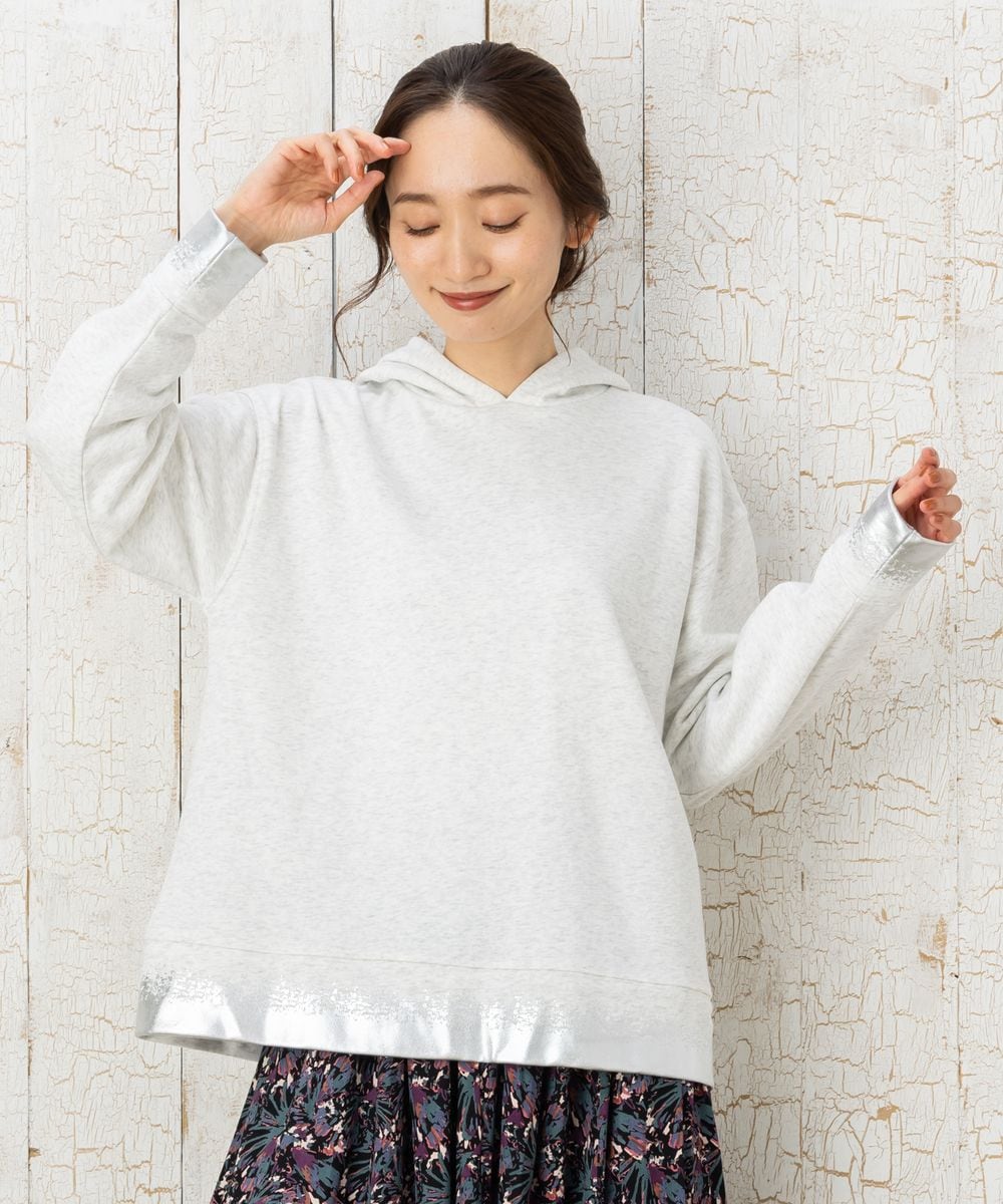 大きいサイズ】 9号・15号(M・3L) FONTLAB 箔プリント裏毛パーカー