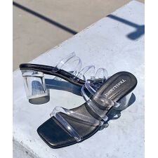 リバティドール(Liberty Doll)の★スクエアトゥクリアコード円柱クリアヒールサンダル★4119