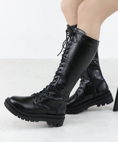 UNISEX」【22.5～27cm】☆レースアップロングブーツ☆9090 | リバティ