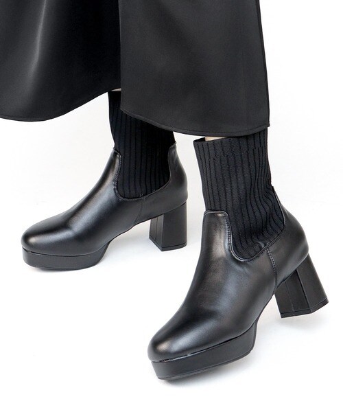 WEB限定】SHIPS any: トラックソール サイドゴア ブーツ 24FW