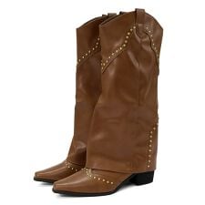 【25秋冬新作】★スタッズ ウエスタン カバーロングブーツ★9162