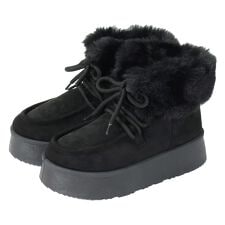 「UNISEX」【22~27cm】★厚底ムートン風レースアップブーツ★6415