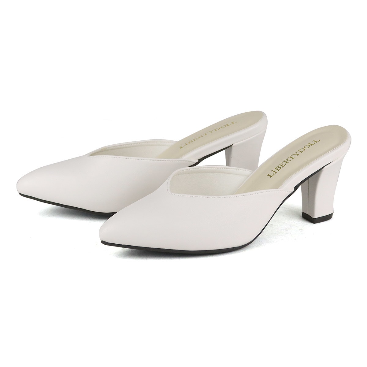 ★カラバリ豊富な7cmチャンキーヒールＶカットミュール★5439